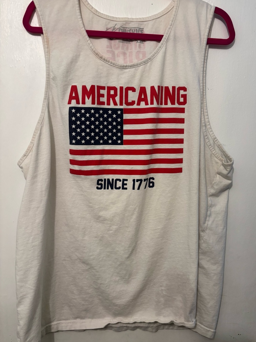 Chase Rice Americaning Flag Tank Top - Sincr 1776 XXLWhite with Red & Navy Print